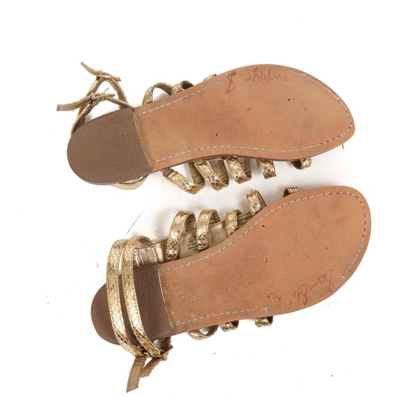 Sam Edelman Gold Strappy Shoes Size 8 - Picture 7 of 9